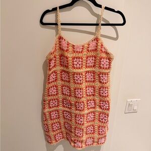 Aqua Bloomingdale’s Peach and Cream Crochet Dress